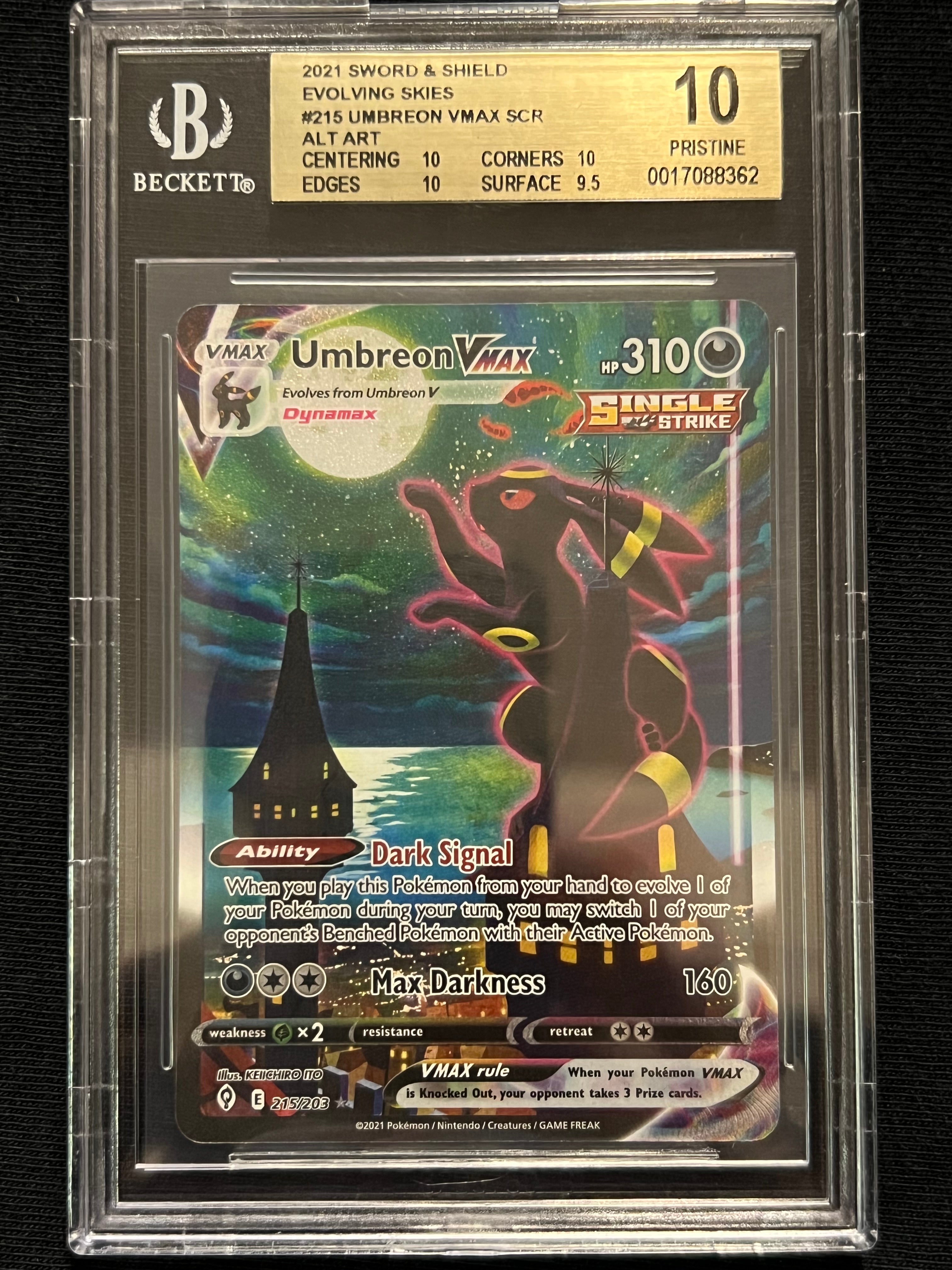 2021 SWORD & SHIELD EVOLVING SKIES #215 UMBREON VMAX SCR ALT ART